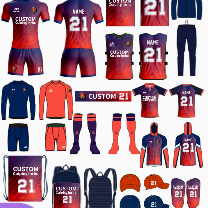 Custom Full Soccer Uniform Set – Personalized Football Jersey & Tracksuit with Name Number, Breathable Training Kit for Men Youth Team Sports